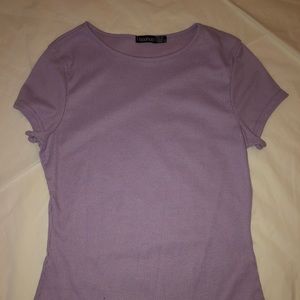 boohoo purple ribbed short sleeve